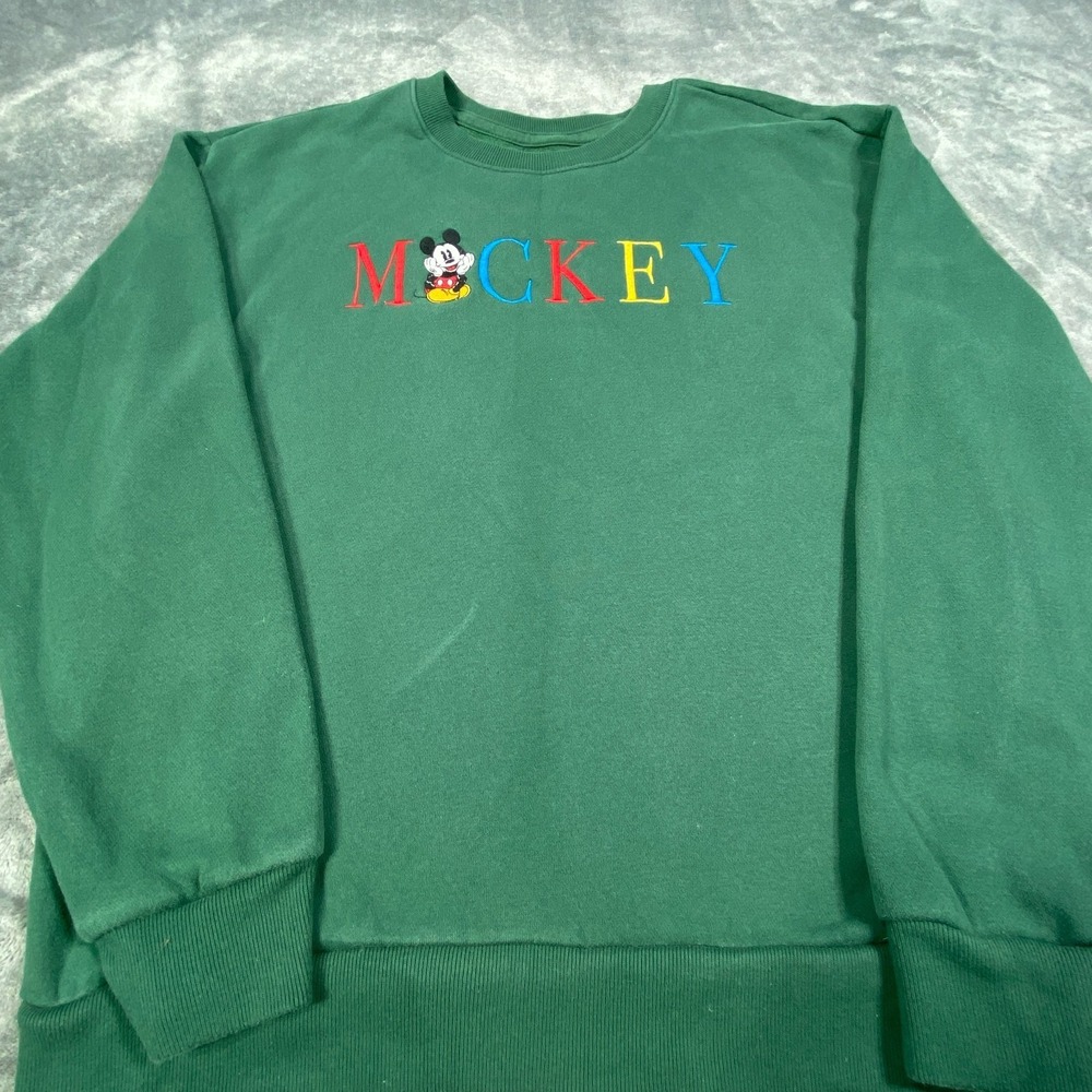 Hollister x Disney Mickey Mouse Pullover Sweatshirt Sweater Small Green Fleece - Picture 3 of 11